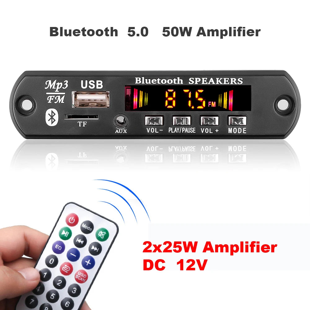 Bluetooth 5.0 MP3 Player Car FM Radio Module Audio Amplifiers