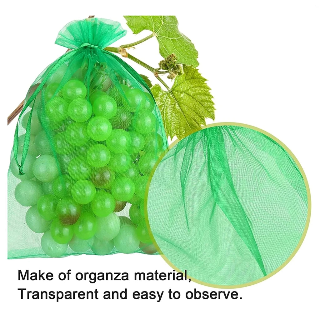 50/100Pcs Fruit Protection Netting Bags with Drawstring Reusable Grape Grow Bags Strawberry Cover Mesh Bags for Pest Control