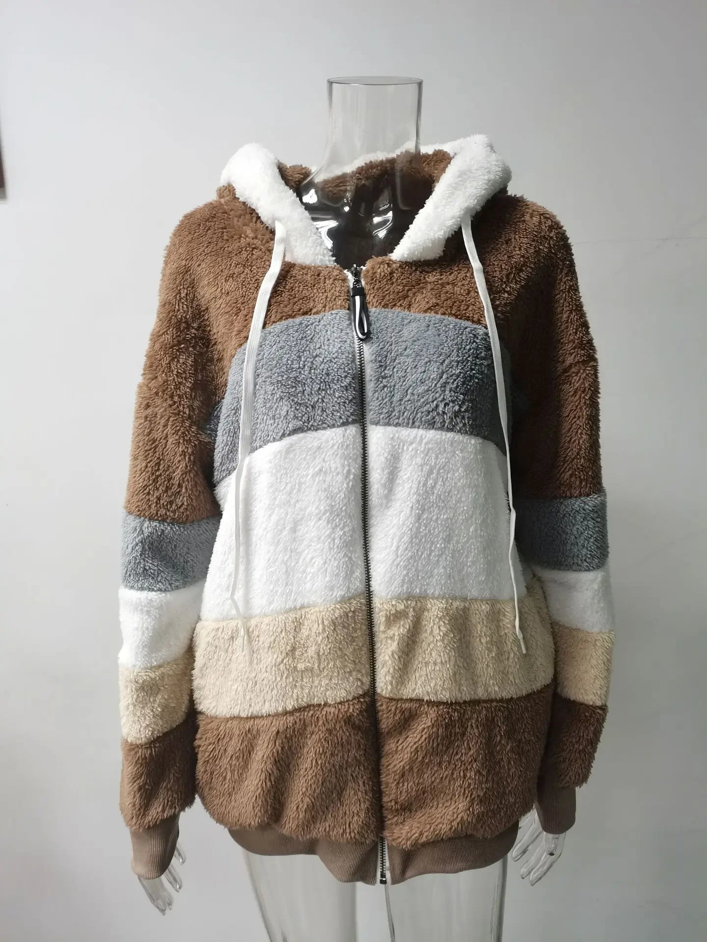 Winter Women Coat Fashion Casual Stitching Plaid Ladies Clothes