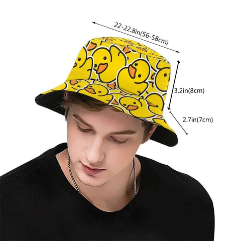 Summer Sun Hat Reversible Yellow Duck Bucket Hat