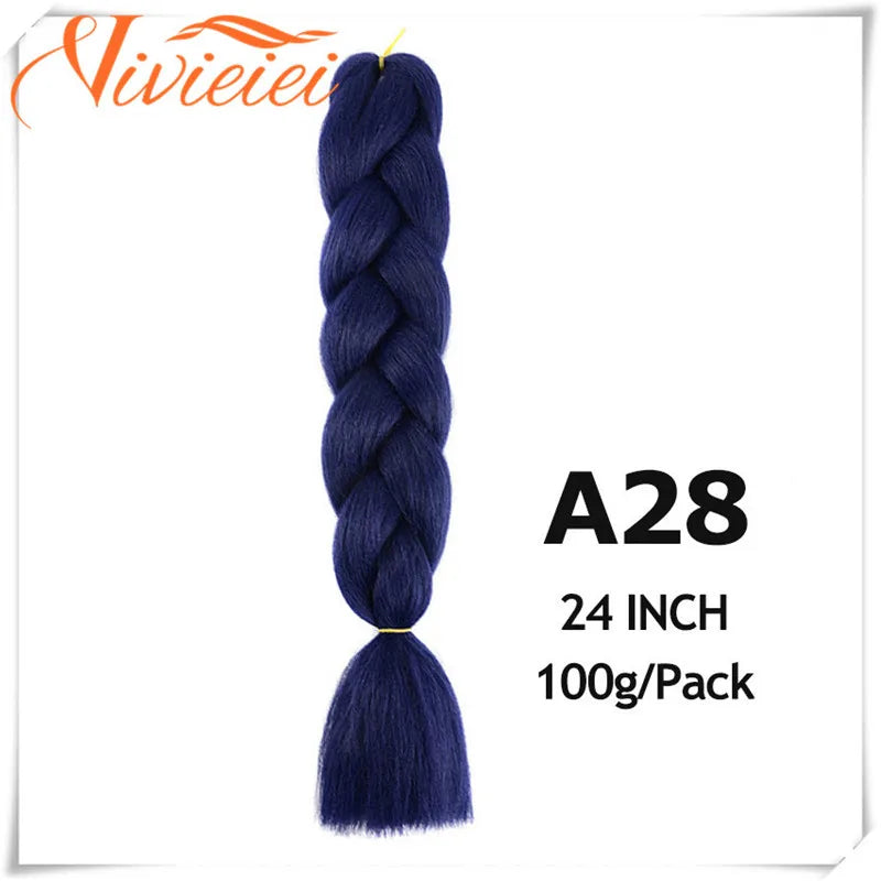 VIVIEIEI Synthetic Braiding Hair 24 Inch Jumbo Braid Ombre Jumbo Hair Extension for Women DIY Hair Braids Purple Pink Yellow Red