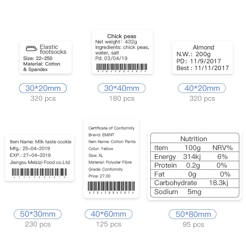 NiiMBOT 3/5/10 Rolls Paper For B1 B21 Thermal Sticker White Adhesive Label Paper Official for Niimbot Mini Printer