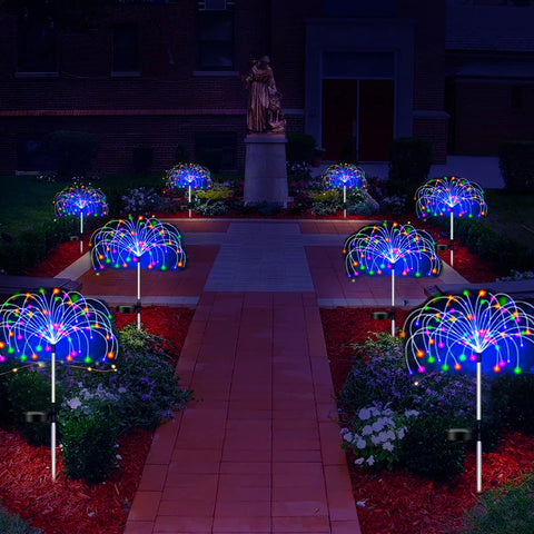 4Pcs Solar LED Firework Fairy Light Outdoor Garden Decoration Lawn Pathway Light For Patio Yard Party Christmas Wedding