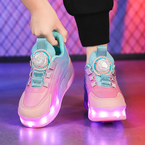 Sneakers Led Light Shoes Children's Kids Boys Girls USB Charging Glowing Sport Wheels Outdoor Parkour Roller Skate Shoes