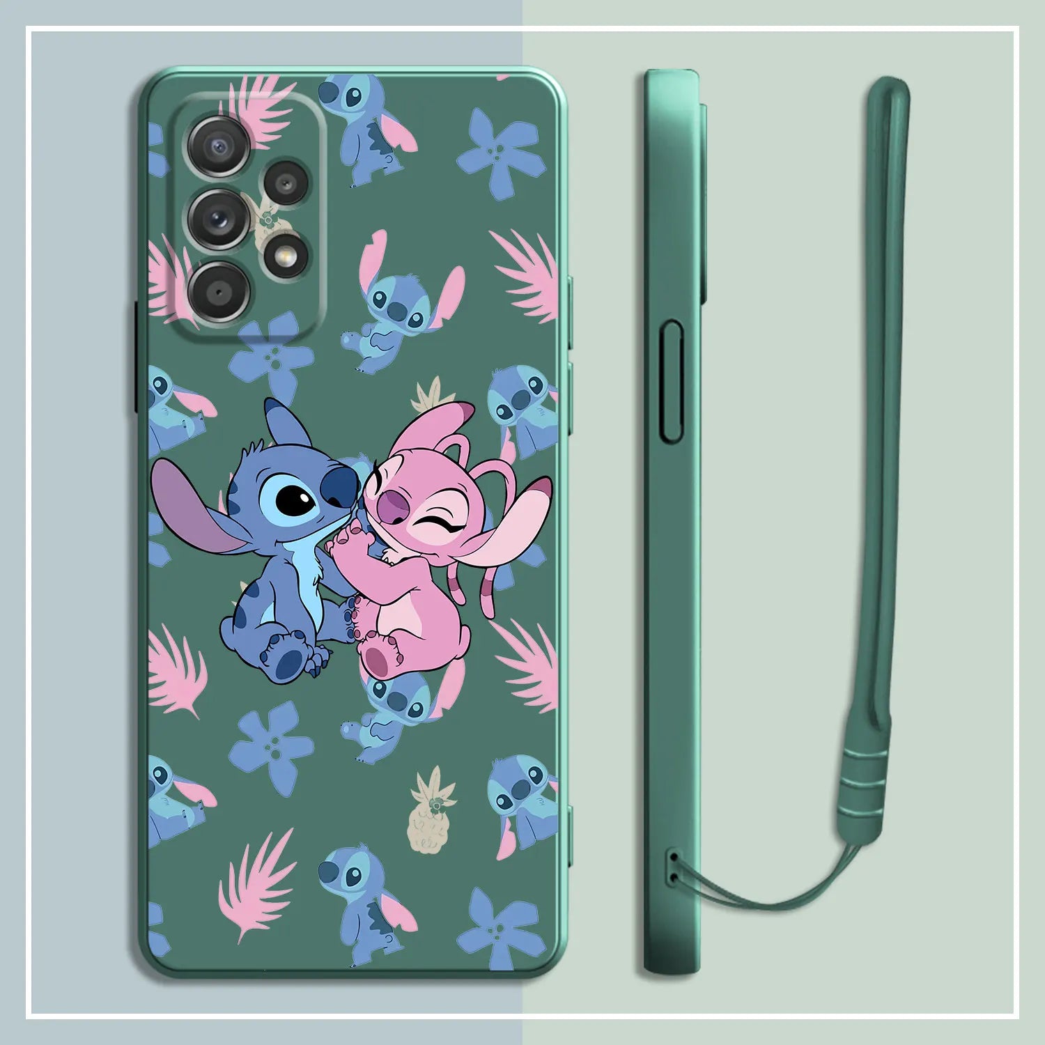 Candy Color Case For Samsung Galaxy A54 A53 A52 A13 A12 A51 A50 A23 A24 A32 A70 A34 A33 A72 Phone Cover Cartoon Disney Stitch