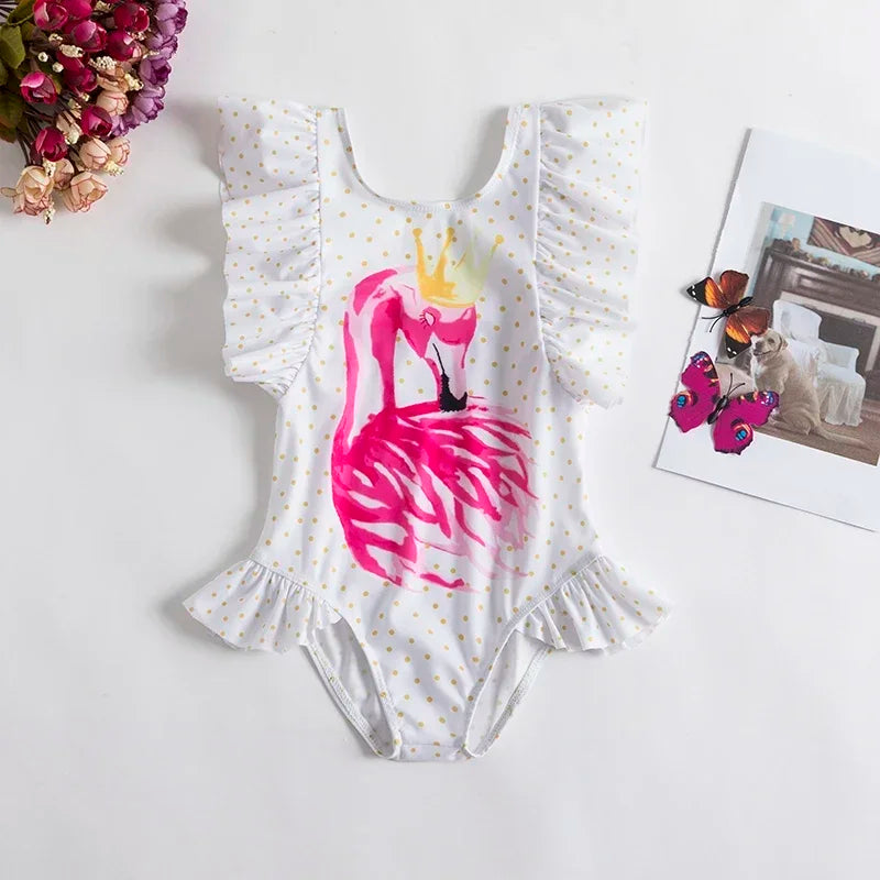 Fashion Print Leopard Baby Girls Swimsuit 1-5 Years Toddler Girls One-piece Swimwear Children Summer Beach Wear Swimming Outfit