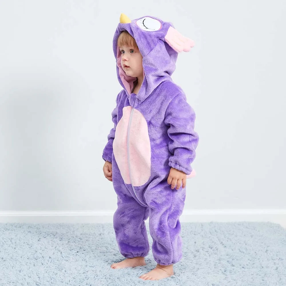 Newborn Baby Boy Clothing Animal Cartoon Hooded Jumpsuits Winter Baby Pajamas Onesies Kids Sleepwear Newborn Baby Pyjamas