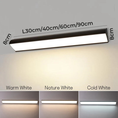 Motion Sensor LED Outdoor Wall Lamp IP65 Waterproof Long Strip Corner Garden Sconce Front Door Porch Home Exterior Wall Lighting