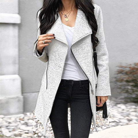 Autumn Asymmetric Wool Blend Long Coat