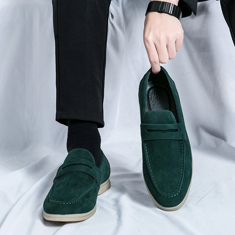 Classic Soft Suede Shoes Penny Men Loafers Slip On Leather Casual Men Shoes Comfort Driving Shoes Men Flats Walking Footwear