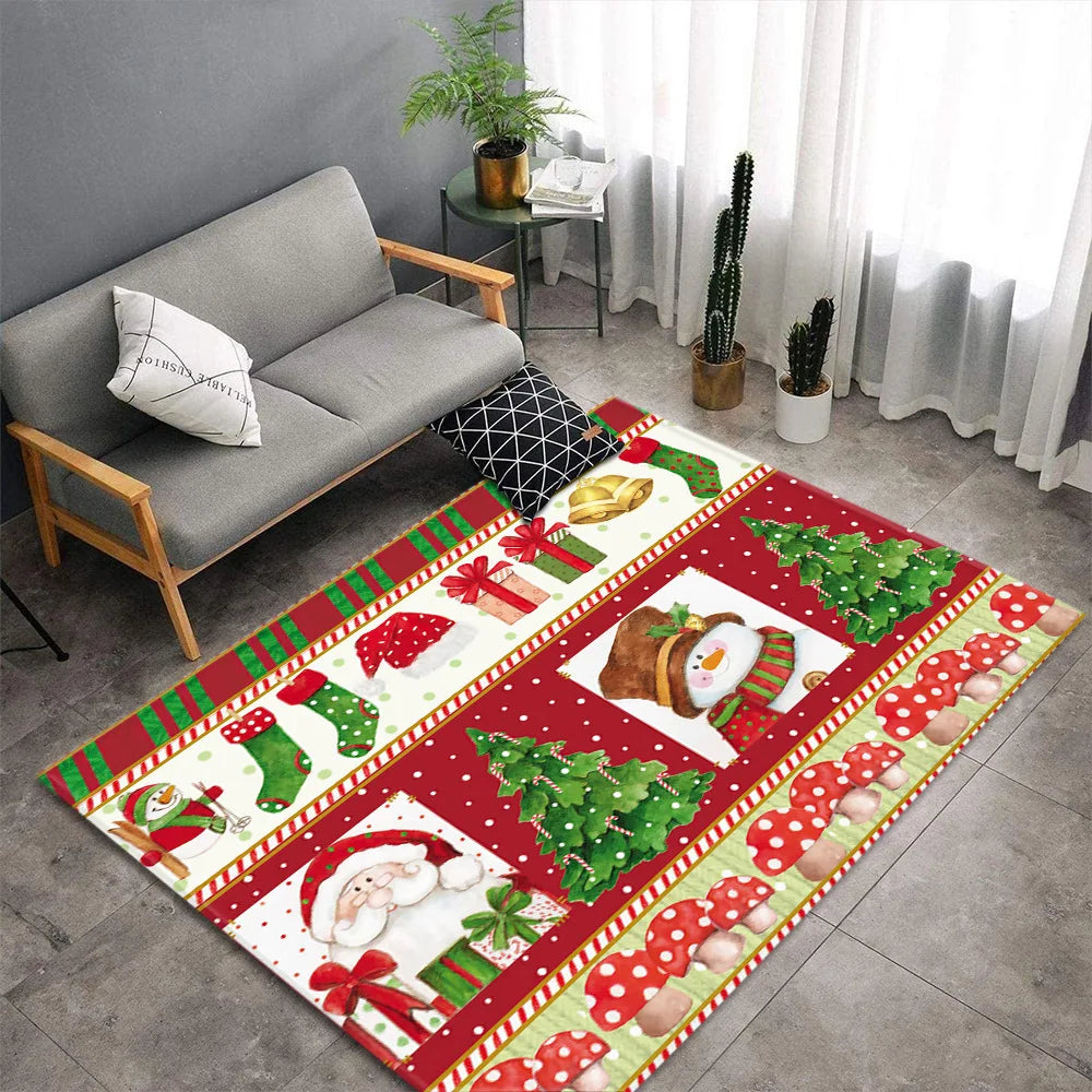 Christmas Carpet for Living Room Home Decoration Large Rugs Santa Claus Kids Room Children Bedroom Bedside Mats New Year Gifts