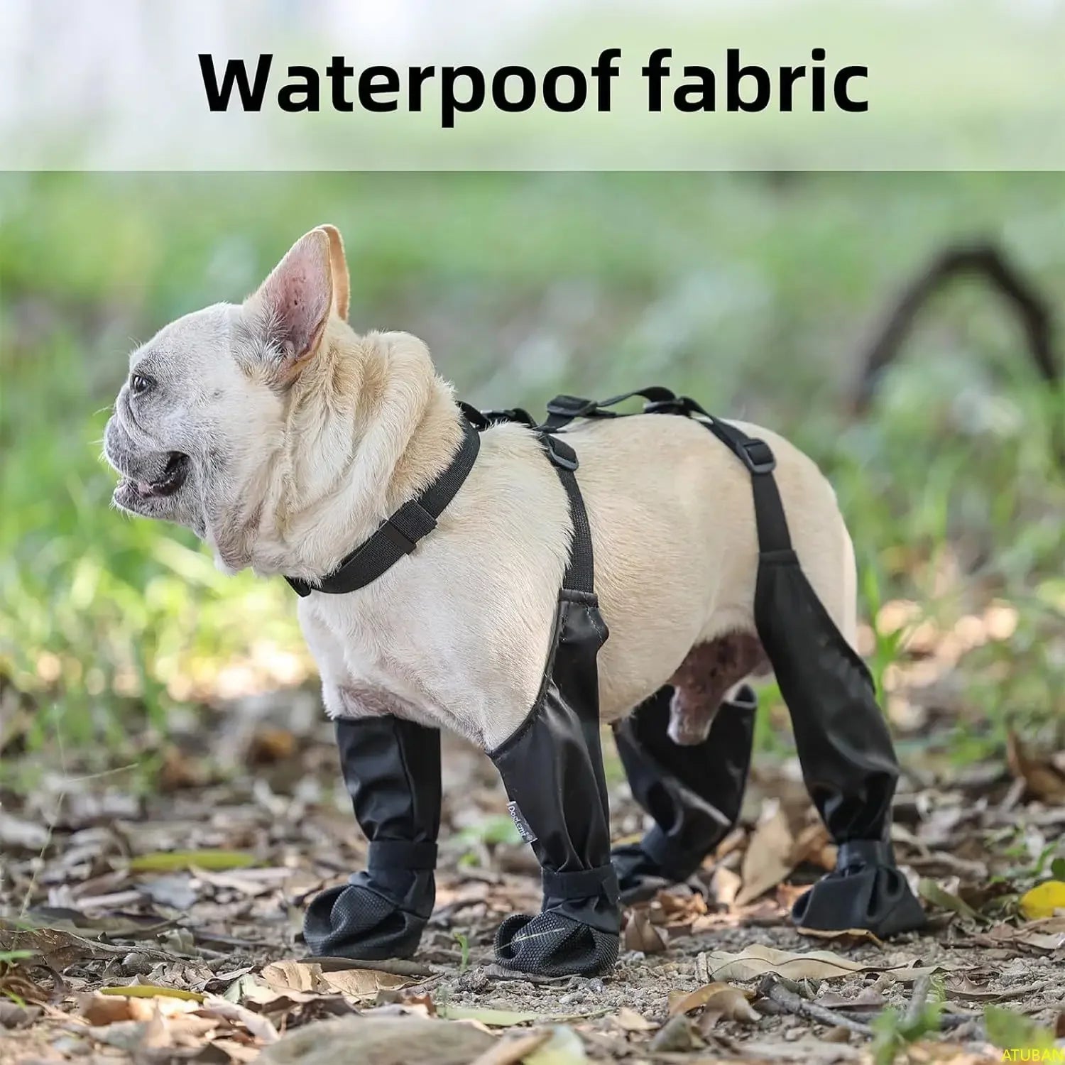 ATUBAN Waterproof Dog Boots Anti-Slip Dog Shoes with Rugged Rubber Sole, Pet Paw Protector for Small Medium Dogs.