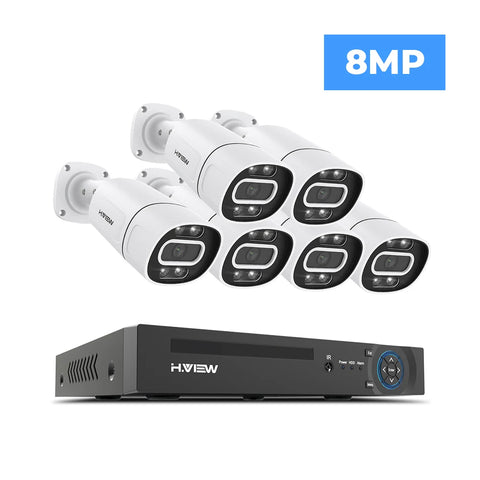 H.View 4K 5Mp 8Mp poe Cctv Security Camera System Home Video Surveillance Kit 8Ch Nvr Audio Outdoor Ip Camera xmeye app