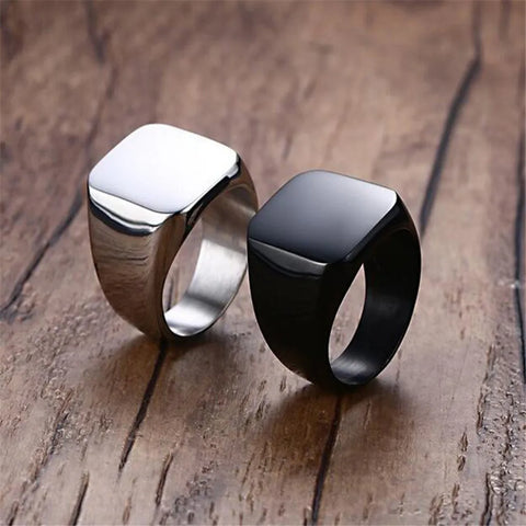 New Simple Classic Black Square Men's Ring Luxury Bully Fashion Trend Niche Party Wedding Engagement Ring Men's Gift Accessories