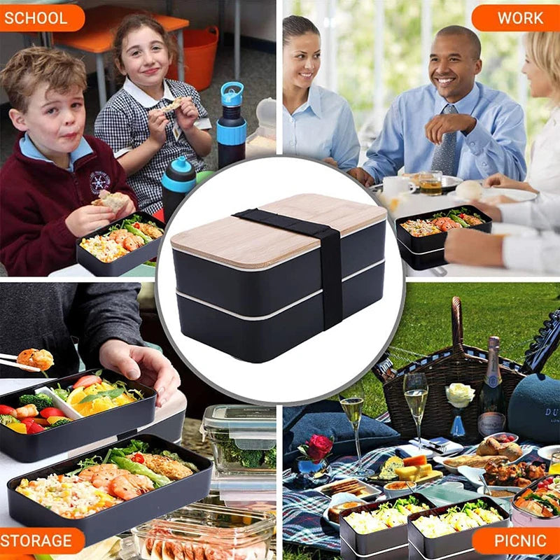 Portable Lunch Box Wheat Straw Dinnerware Food Storage Container