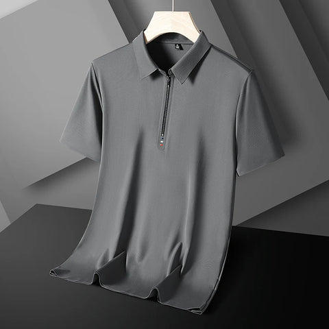 Summer Men Polo Shirt Cool Thin T Shirt Zipper