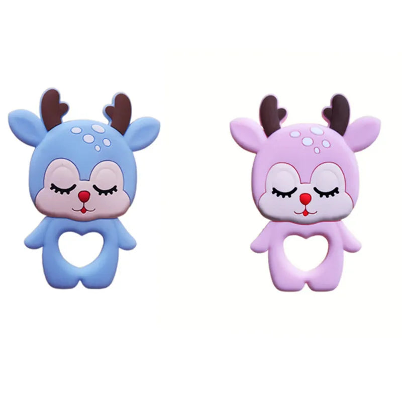 TYRY.HU 1PC Baby Animal Silicone Teethers Elk Elephant Giraffe Baby Teething Product Accessories For Pacifier Chains BPA Free