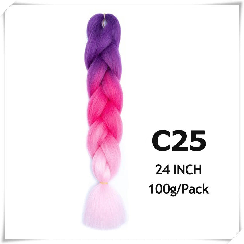 24 Inch Ombre purple jumbo Braiding Hair Synthetic