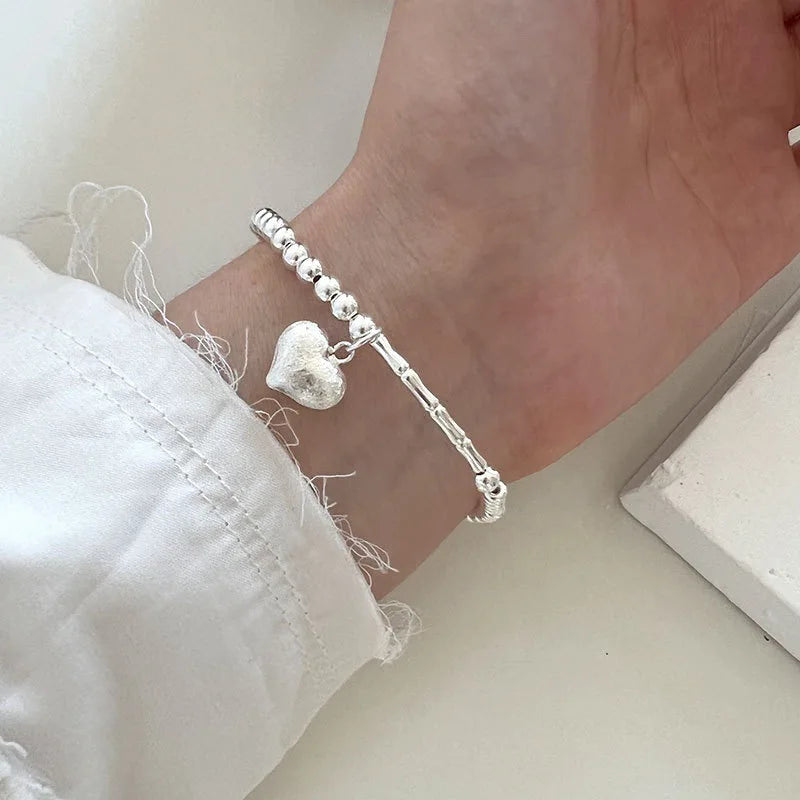 VENTFILLE 925 Sterling Silver Pearls Bamboo Knots Bracelet for Women Girl Simple Korean Jewelry Birthday Gift Dropshipping