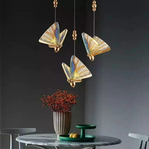 Modern LED luxury creative net red butterfly pendant lights