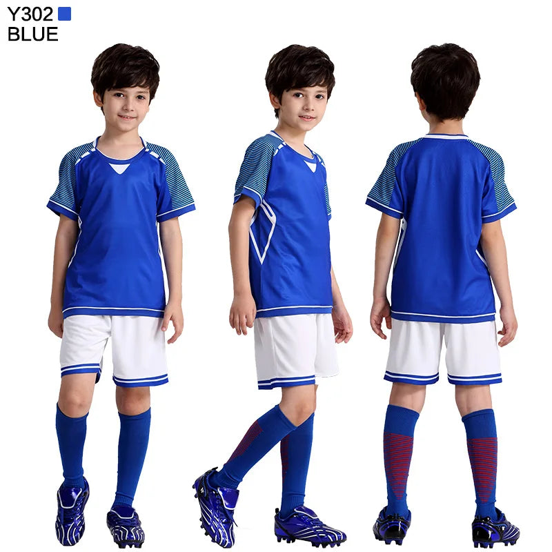 Kids Football Jersey Personalized Custom Boy Soccer Jersey Set Polyester Soccer Uniform Breathable Football Uniform For Children