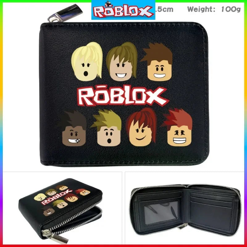 PU Wallet Coin Purse Around The Virtual World ROBLOX Game Half-fold Short Wallet Wallet Card Bag Kawaii Children's Toys Gifts