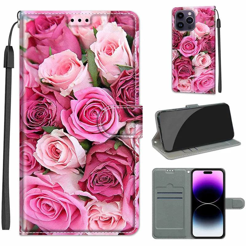 Flower Pattern Flip Case For Samsung Galaxy