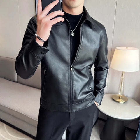 Men Bomber Leather Jacket