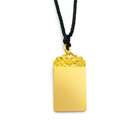 9999 real gold 24K yellow gold No matter card pendant men's and women's ancient auspicious cloud necklace pendant