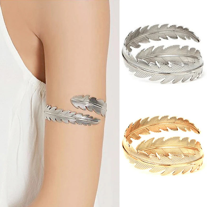 Alloy Spiral Armband Swirl Upper Arm Cuff Armlet Bangle Bracelet Egyptian Costume Accessory For Women Gold Silver Color