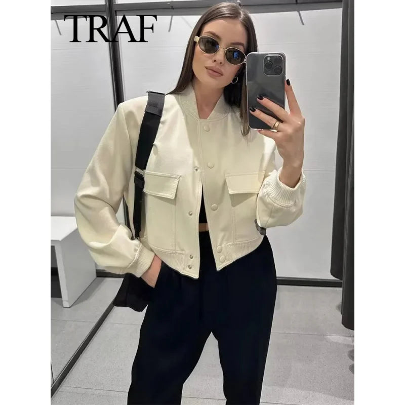 Women Casual Coats Streetwear Female Elegant Lapel Zipper Jakcet