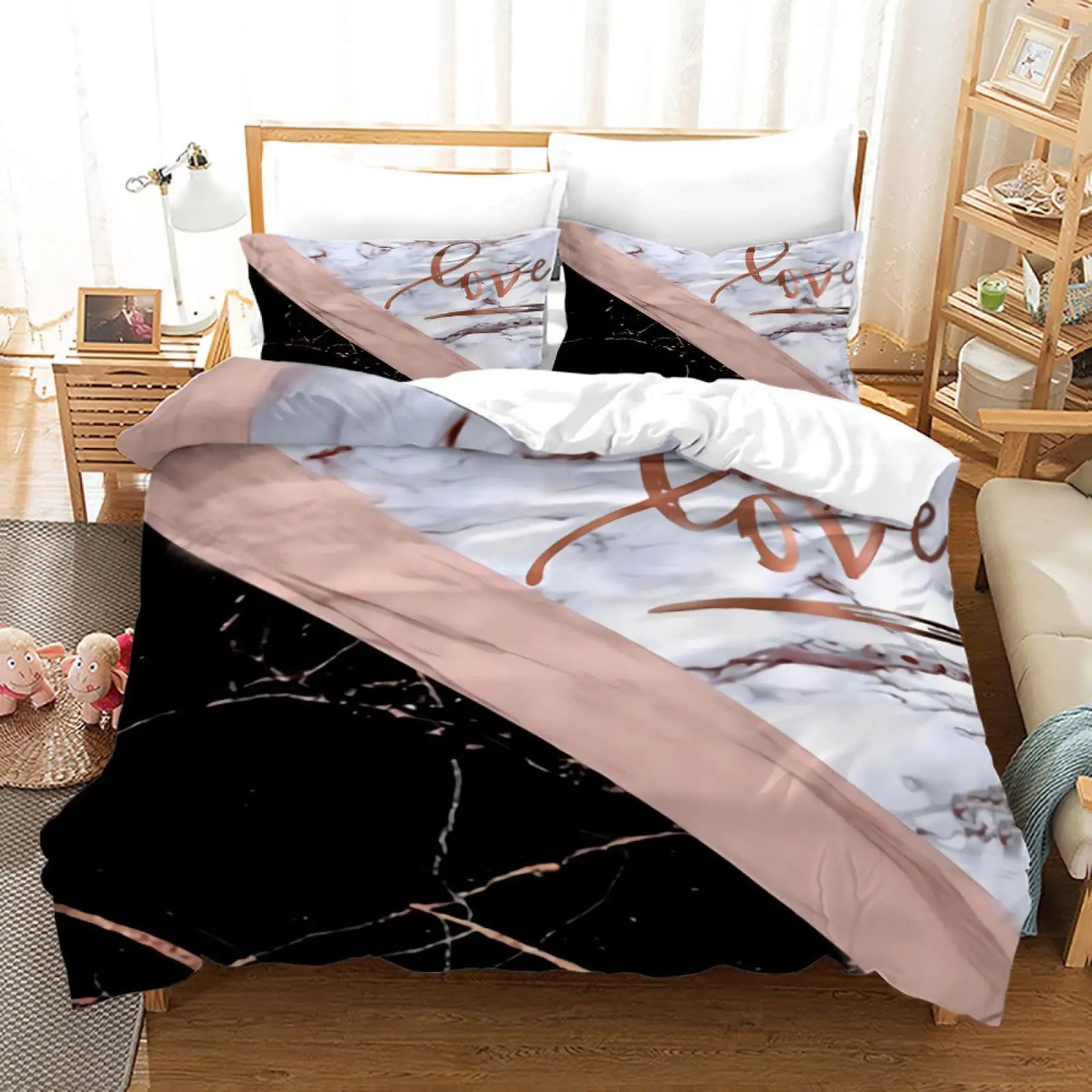 Marble Patterns Printed Bedding Set