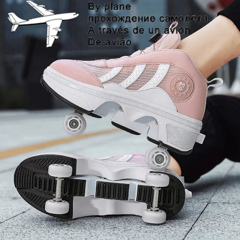 casual Roller Shoes Automatic Four-Wheel Dual-Purpose Roller Skates Skateboard Shoes