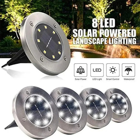 8LED Solar Power Disk Light Outdoor Garden Solar Underground Light Deck Light Spotlight Buried Solar Led Lamp Garden Decoration