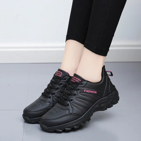 Women's Quality Leather Sneakers Casual Lightweight Sneakers