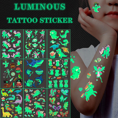 Luminous Tattoo 4 10pcs/Set Temporary Tattoos Mermaid Licorne Children Stickers for Kids Pokemon Tattoo Tattoo for Kids Unicorn