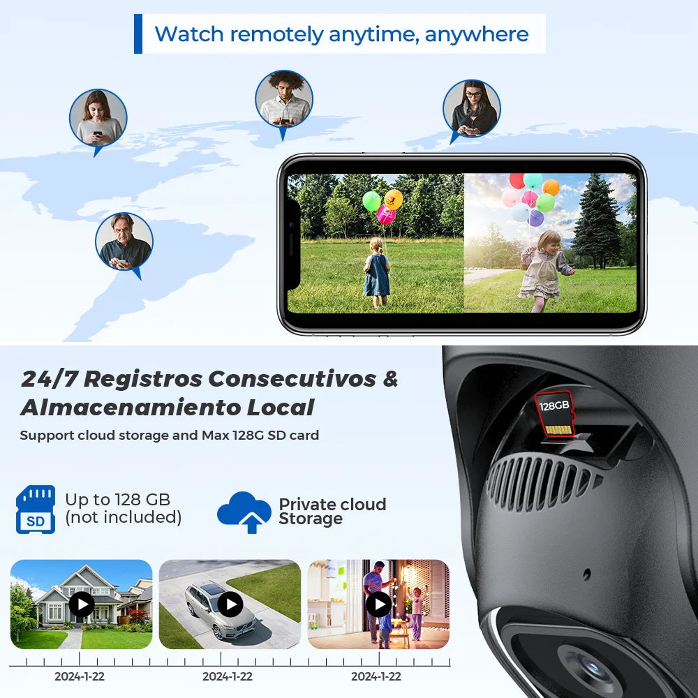 Ai Human Detect Auto Tracking Wireless Outdoor Surveillance Camera iCSee App