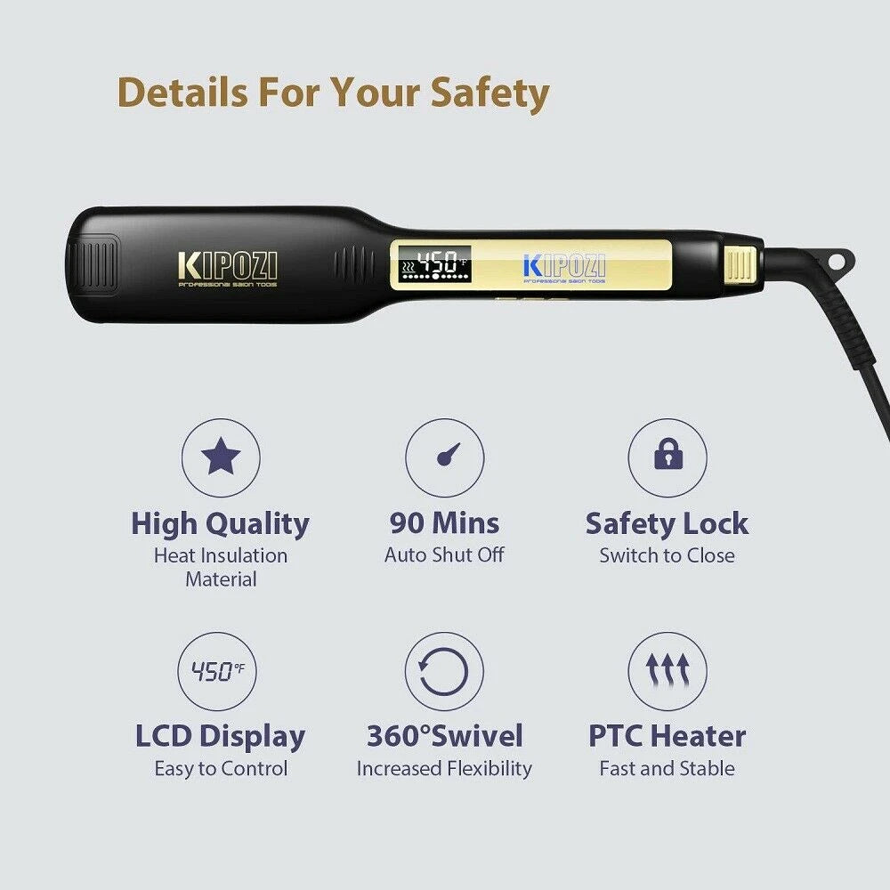 Hair Straightener with Digital LCD Display Dual Voltage Instant Heating Curling Iron