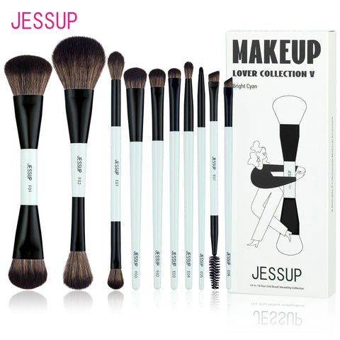 Jessup Makeup Brushes Set 2/3/6/10PCS,Double Sided Foundation Contour Brush Blush Blending Eyeshadow Concealer Cruelty Free T500