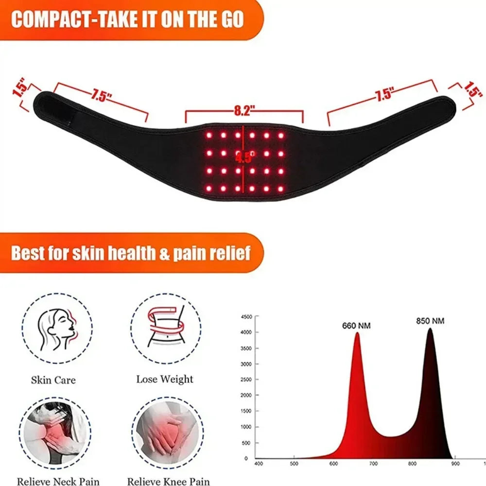 24PCS LED Red Light Belt for Neck,Wrist,Arms,Chin,Waist Relief Fatigue Wearable Wrap Relax Muscle Device USB Plug-in 660&850nm