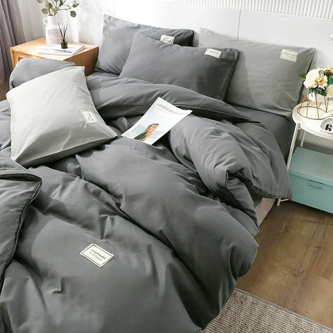 Solid Color Duvet Cover Pillow Case Bed Sheet