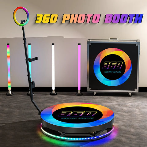 360 Photo Booth Machine Automatic Spin Slow Motion Rotating Adjustable 360 Degree Photobooth Platform for Wedding Party Events