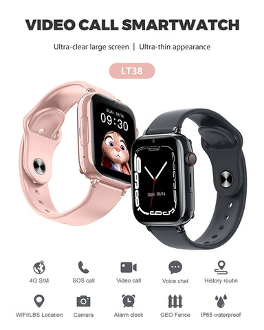 Kids 4G Smart Watch SOS GPS Location Tracker Sim Card Video Call WiFi Chat Camera Flashlight Waterproof Smartwatch For Children