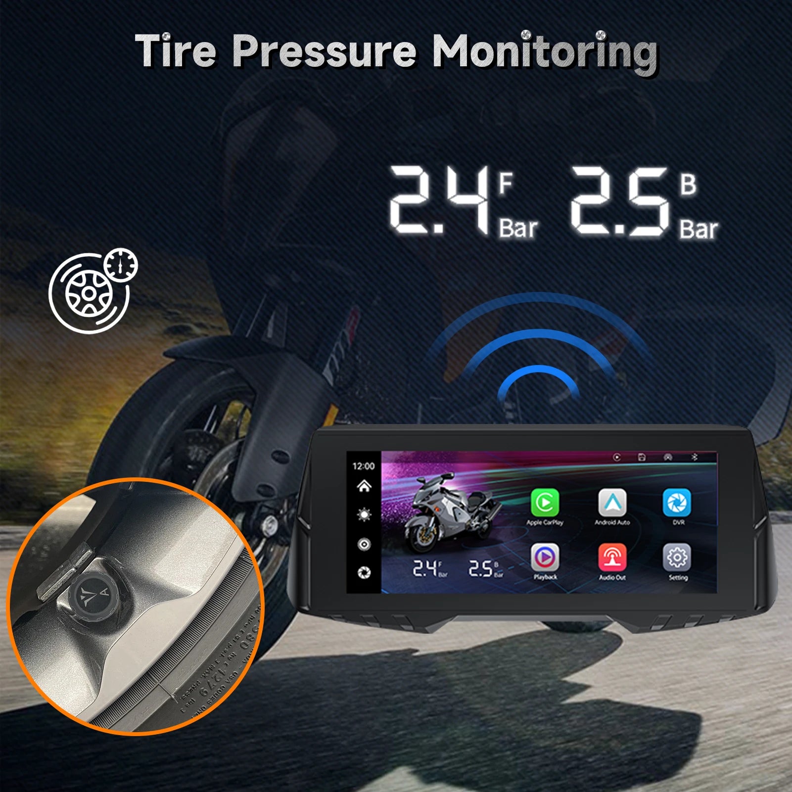 Dual Cameras Loop Recording Tire Pressure Monitoring