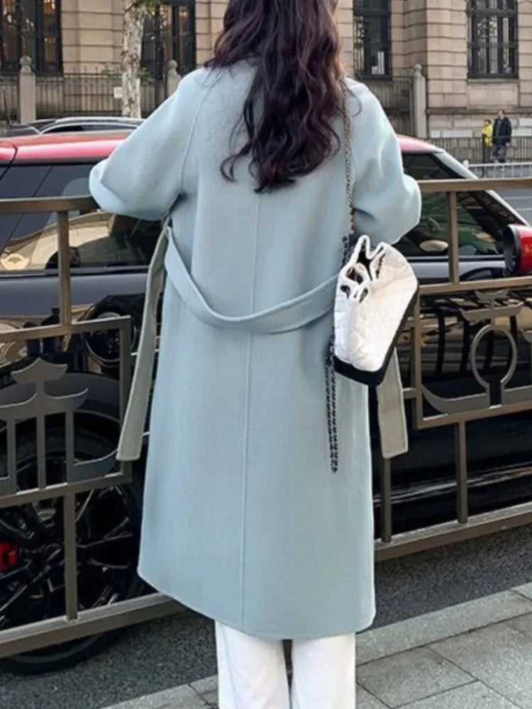 Notched Female Long Jacket Autumn Fashion Loose Causal Lady Outwear