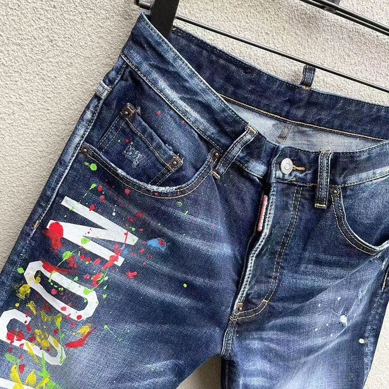 2024 New Summer Mens Jeans Luxury Brand Blue Denim Trousers High-quality Street Slim Fit Denim Shorts Male Stretch Skinny Jeans