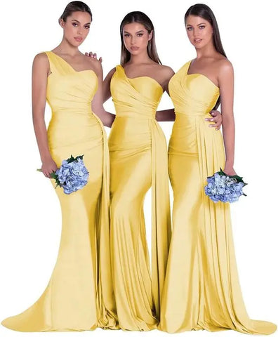 royal blue bridesmaid dresses women for wedding new satin one shoulder sexy mermaid vestidos para bodas mujer invitada chic