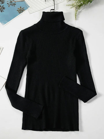 Ladies Jumper Casual Solid Black Female Basic Tops