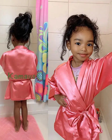 Baby Girl Solid Color Pajamas Silk Satin Gown