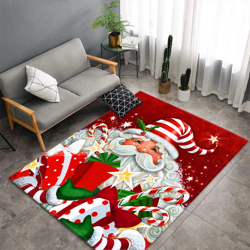 Christmas Carpet for Living Room Home Decoration Large Rugs Santa Claus Kids Room Children Bedroom Bedside Mats New Year Gifts